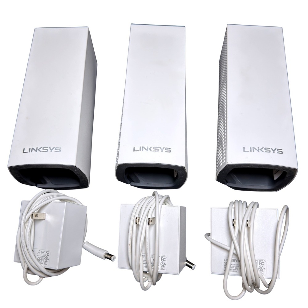 Linksys Velop WHW03 V2 Tri-Band Mesh WiFi System 3-Pack White Nodes & Adapters